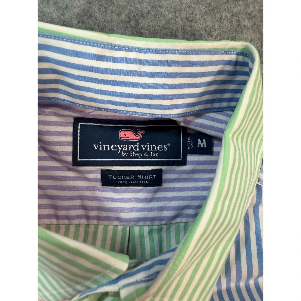 Vineyard Vines Tucker Shirt Mens Medium Multi Color Stripe Button Down Cotton